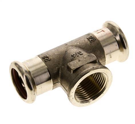 Tee Press Fitting - 22mm Female & Rp 3/4'' Female - Copper alloy