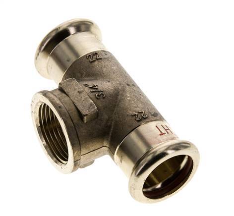 Tee Press Fitting - 22mm Female & Rp 3/4'' Female - Copper alloy