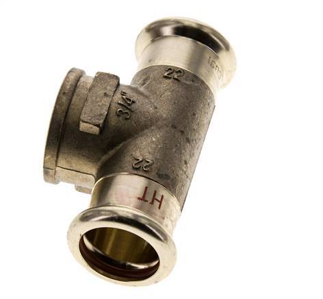 Tee Press Fitting - 22mm Female & Rp 3/4'' Female - Copper alloy