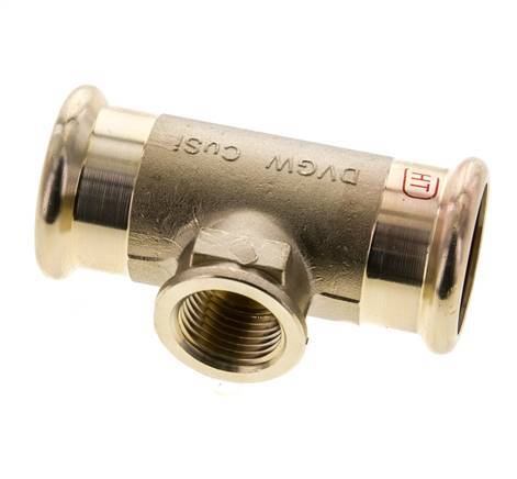 Tee Press Fitting - 28mm Female & Rp 1/2'' Female - Copper alloy