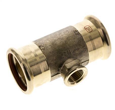 Tee Press Fitting - 42mm Female & Rp 1/2'' Female - Copper alloy
