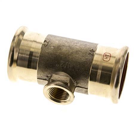 Tee Press Fitting - 42mm Female & Rp 1/2'' Female - Copper alloy