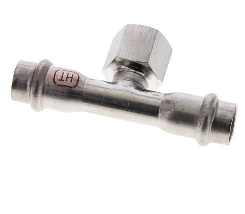Tee Press Fitting - 15mm Female & Rp 1/2'' Female - Stainless Steel
