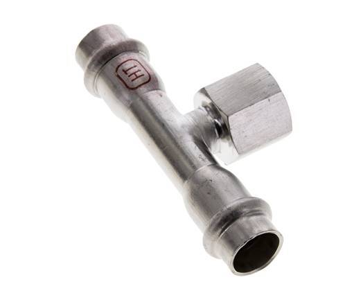 Tee Press Fitting - 15mm Female & Rp 1/2'' Female - Stainless Steel