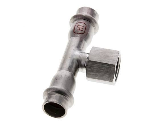 Tee Press Fitting - 15mm Female & Rp 1/2'' Female - Stainless Steel