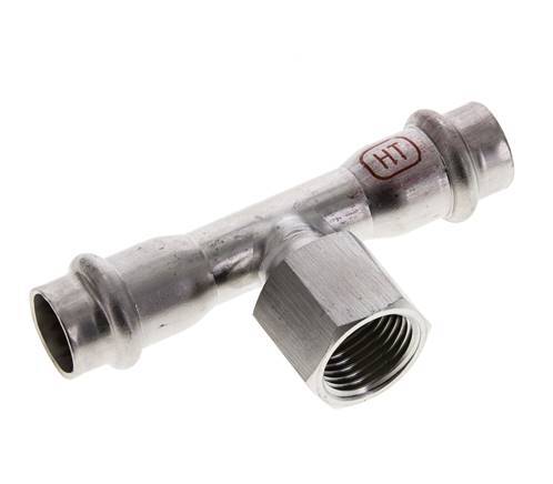 Tee Press Fitting - 15mm Female & Rp 1/2'' Female - Stainless Steel