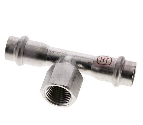 Tee Press Fitting - 15mm Female & Rp 1/2'' Female - Stainless Steel