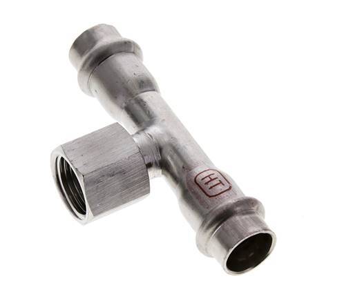 Tee Press Fitting - 15mm Female & Rp 1/2'' Female - Stainless Steel