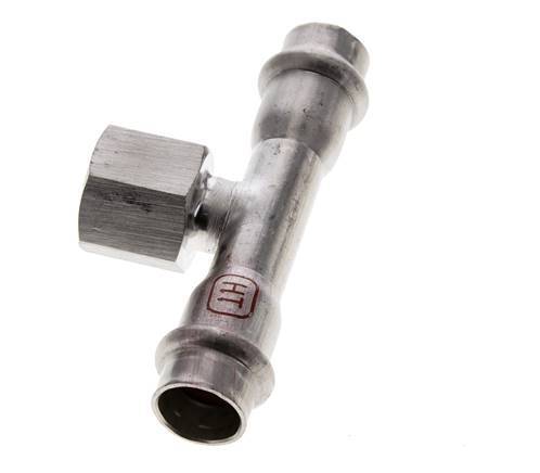 Tee Press Fitting - 15mm Female & Rp 1/2'' Female - Stainless Steel