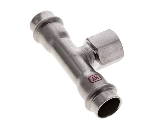 Tee Press Fitting - 18mm Female & Rp 1/2'' Female - Stainless Steel