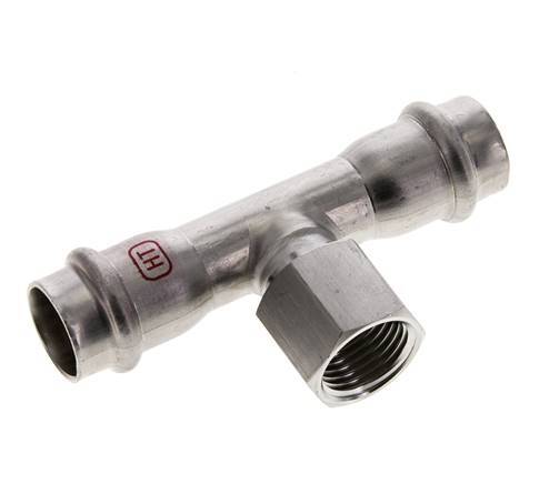 Tee Press Fitting - 18mm Female & Rp 1/2'' Female - Stainless Steel