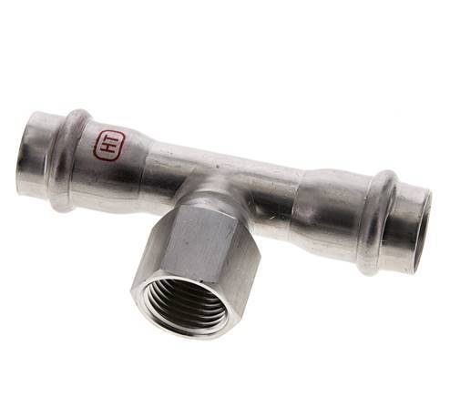 Tee Press Fitting - 18mm Female & Rp 1/2'' Female - Stainless Steel