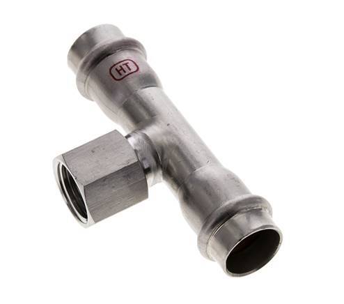 Tee Press Fitting - 18mm Female & Rp 1/2'' Female - Stainless Steel