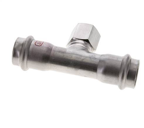 Tee Press Fitting - 22mm Female & Rp 1/2'' Female - Stainless Steel