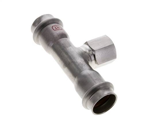 Tee Press Fitting - 22mm Female & Rp 1/2'' Female - Stainless Steel