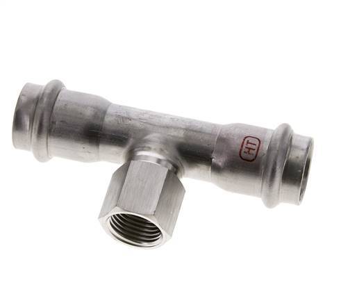 Tee Press Fitting - 22mm Female & Rp 1/2'' Female - Stainless Steel
