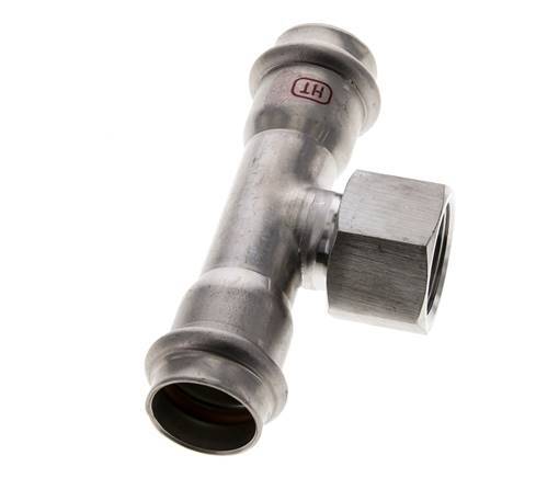 Tee Press Fitting - 22mm Female & Rp 3/4'' Female - Stainless Steel