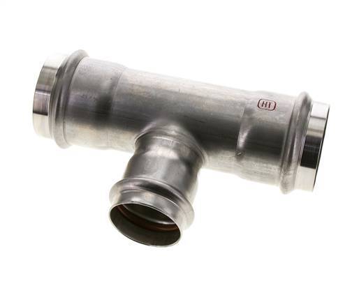 Tee Press Fitting - 42mm Female & 54mm - Stainless Steel