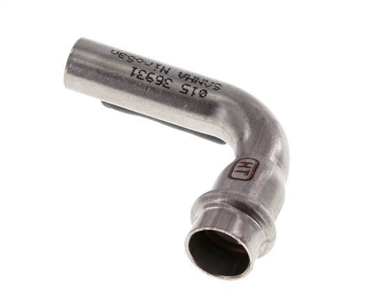90deg Elbow Press Fitting - 15mm Female & 15mm Male - Stainless Steel