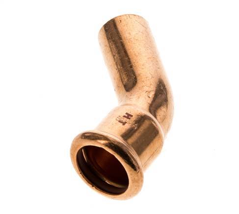 45deg Elbow Press Fitting - 22mm Female & 22mm Male - Copper alloy