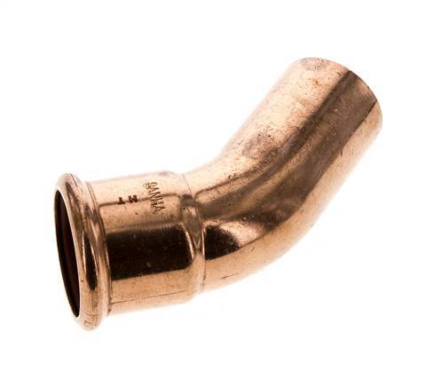 45deg Elbow Press Fitting - 42mm Female & 42mm Male - Copper alloy