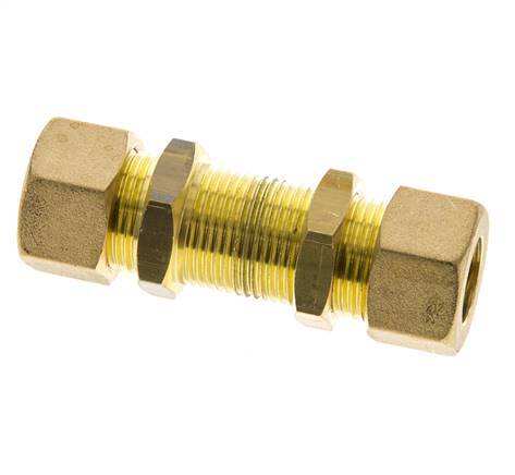 14mm Brass Straight Compression Fitting Bulkhead 89 bar DIN EN 1254-2