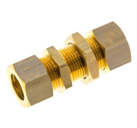 15mm Brass Straight Compression Fitting Bulkhead 82 bar DIN EN 1254-2