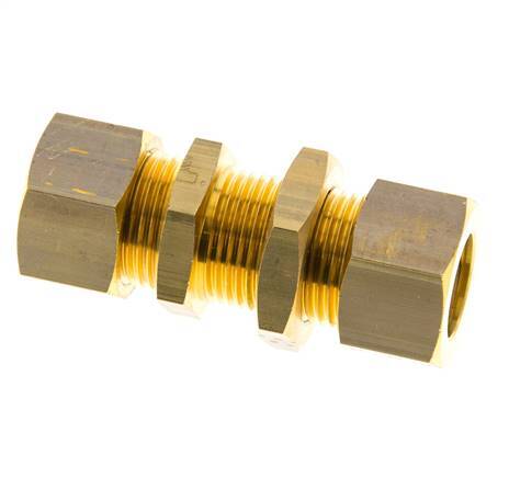 15mm Brass Straight Compression Fitting Bulkhead 82 bar DIN EN 1254-2