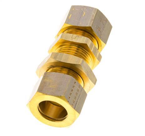 15mm Brass Straight Compression Fitting Bulkhead 82 bar DIN EN 1254-2