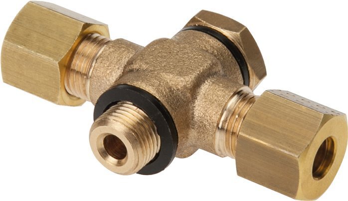 12mm & G1/4'' Brass T-Shape Tee Compression Fitting with Male Threads 75 bar Zinc plated Steel, with NBR insert DIN EN 1254-2