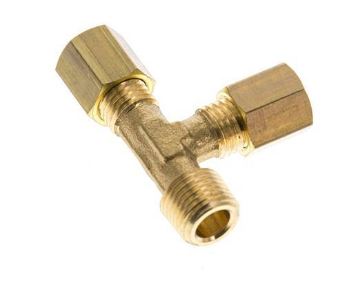 4mm & R1/8'' Brass Right Angle Tee Compression Fitting with Male Threads 150 bar DIN EN 1254-2 [2 Pieces]