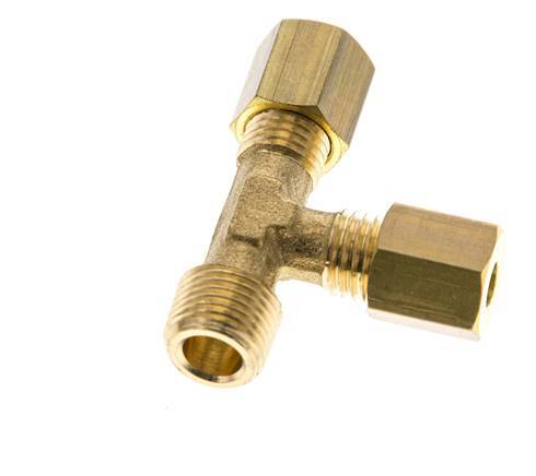 4mm & R1/8'' Brass Right Angle Tee Compression Fitting with Male Threads 150 bar DIN EN 1254-2 [2 Pieces]
