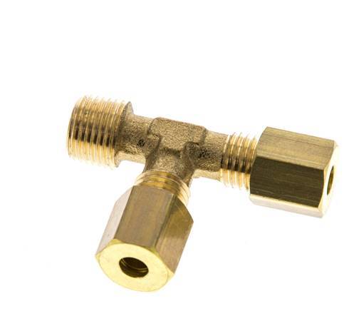 4mm & R1/8'' Brass Right Angle Tee Compression Fitting with Male Threads 150 bar DIN EN 1254-2 [2 Pieces]