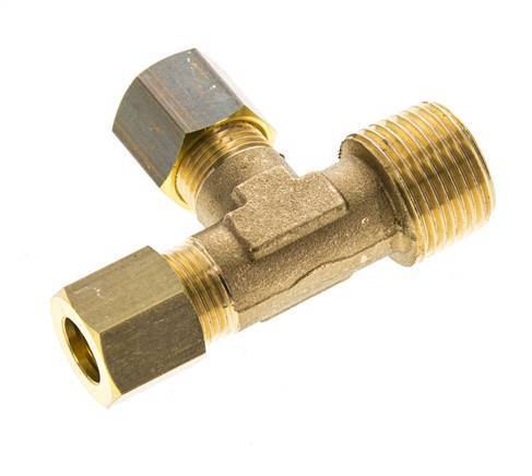 8mm & R3/8'' Brass Right Angle Tee Compression Fitting with Male Threa ...