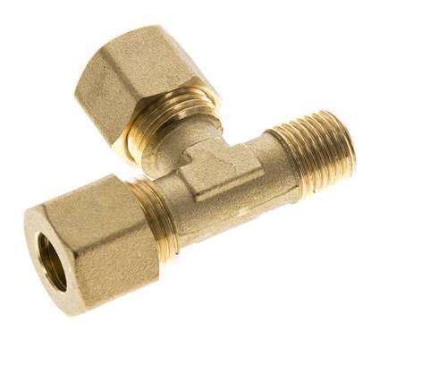 10mm & R1/4'' Brass Right Angle Tee Compression Fitting with Male Threads 95 bar DIN EN 1254-2