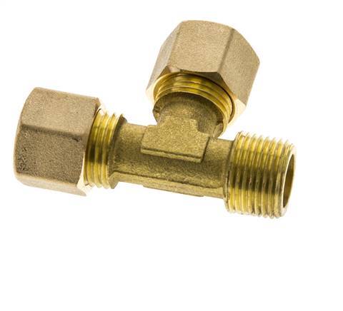 10mm & R3/8'' Brass Right Angle Tee Compression Fitting with Male Threads 95 bar DIN EN 1254-2