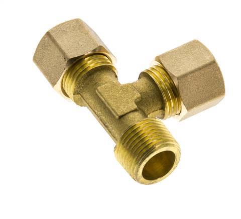 10mm & R3/8'' Brass Right Angle Tee Compression Fitting with Male Threads 95 bar DIN EN 1254-2