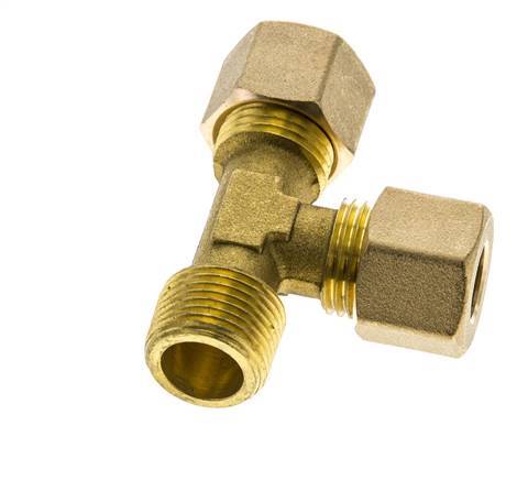 10mm & R3/8'' Brass Right Angle Tee Compression Fitting with Male Threads 95 bar DIN EN 1254-2
