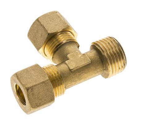 12mm & R1/2'' Brass Right Angle Tee Compression Fitting with Male Threads 75 bar DIN EN 1254-2