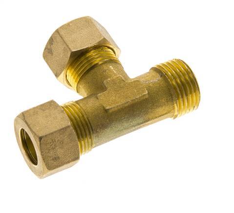 14mm & R1/2'' Brass Right Angle Tee Compression Fitting with Male Threads 89 bar DIN EN 1254-2
