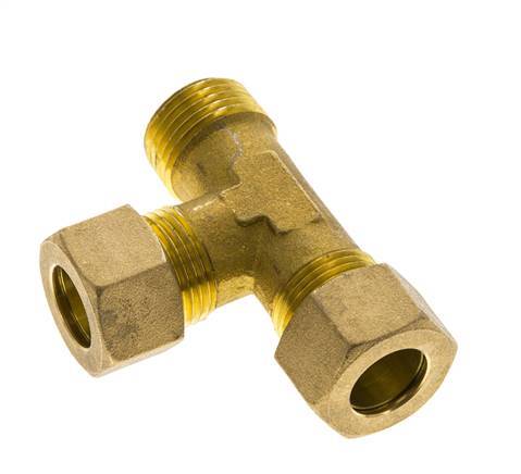 14mm & R1/2'' Brass Right Angle Tee Compression Fitting with Male Threads 89 bar DIN EN 1254-2