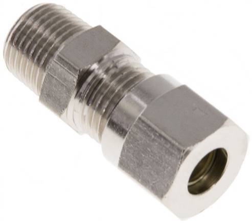 6LL & R1/8'' Nickel plated Brass Straight Cutting Fitting with Male Threads 100 bar ISO 8434-1 [5 Pieces]