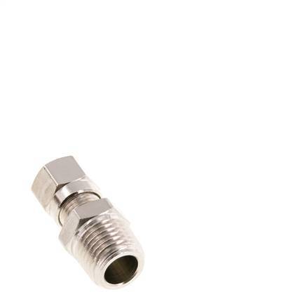 6LL & R1/4'' Nickel plated Brass Straight Cutting Fitting with Male Threads 100 bar ISO 8434-1 [2 Pieces]