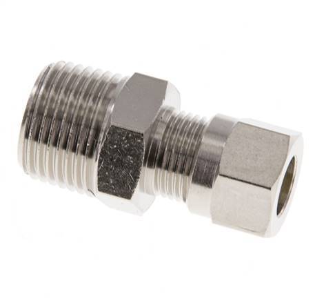 8LL & R3/8'' Nickel plated Brass Straight Cutting Fitting with Male Threads 100 bar ISO 8434-1 [2 Pieces]