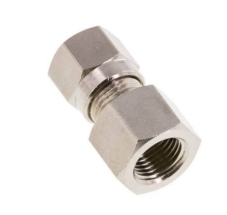 6LL & G1/8'' Nickel plated Brass Straight Cutting Fitting with Female Threads 100 bar ISO 8434-1 [2 Pieces]