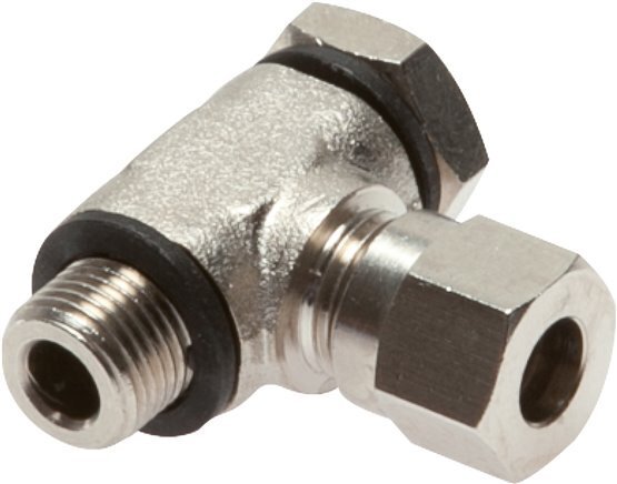 6LL & G1/8'' Nickel plated Brass Swivel Joint Cutting Fitting with Male Threads 100 bar Rotatable ISO 8434-1 [2 Pieces]