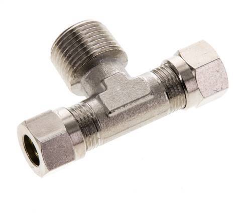 8LL & R3/8'' Nickel plated Brass T-Shape Tee Cutting Fitting with Male Threads 100 bar ISO 8434-1