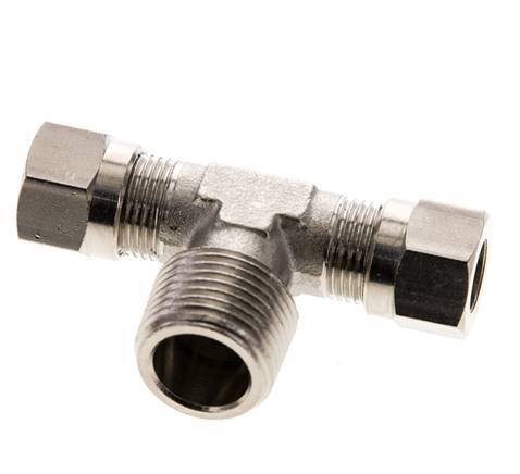 8LL & R3/8'' Nickel plated Brass T-Shape Tee Cutting Fitting with Male Threads 100 bar ISO 8434-1