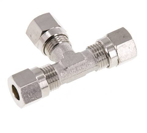 6LL Nickel plated Brass T-Shape Tee Cutting Fitting 100 bar ISO 8434-1 [2 Pieces]