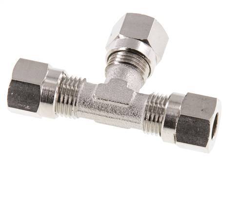 6LL Nickel plated Brass T-Shape Tee Cutting Fitting 100 bar ISO 8434-1 [2 Pieces]